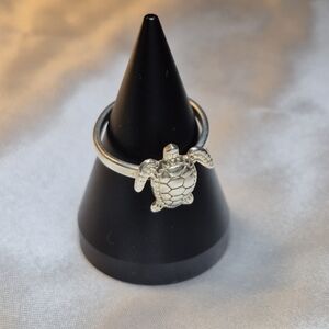 Sterling Silver Adjustable Adorable Turtle Ring!  Novelty & like New!